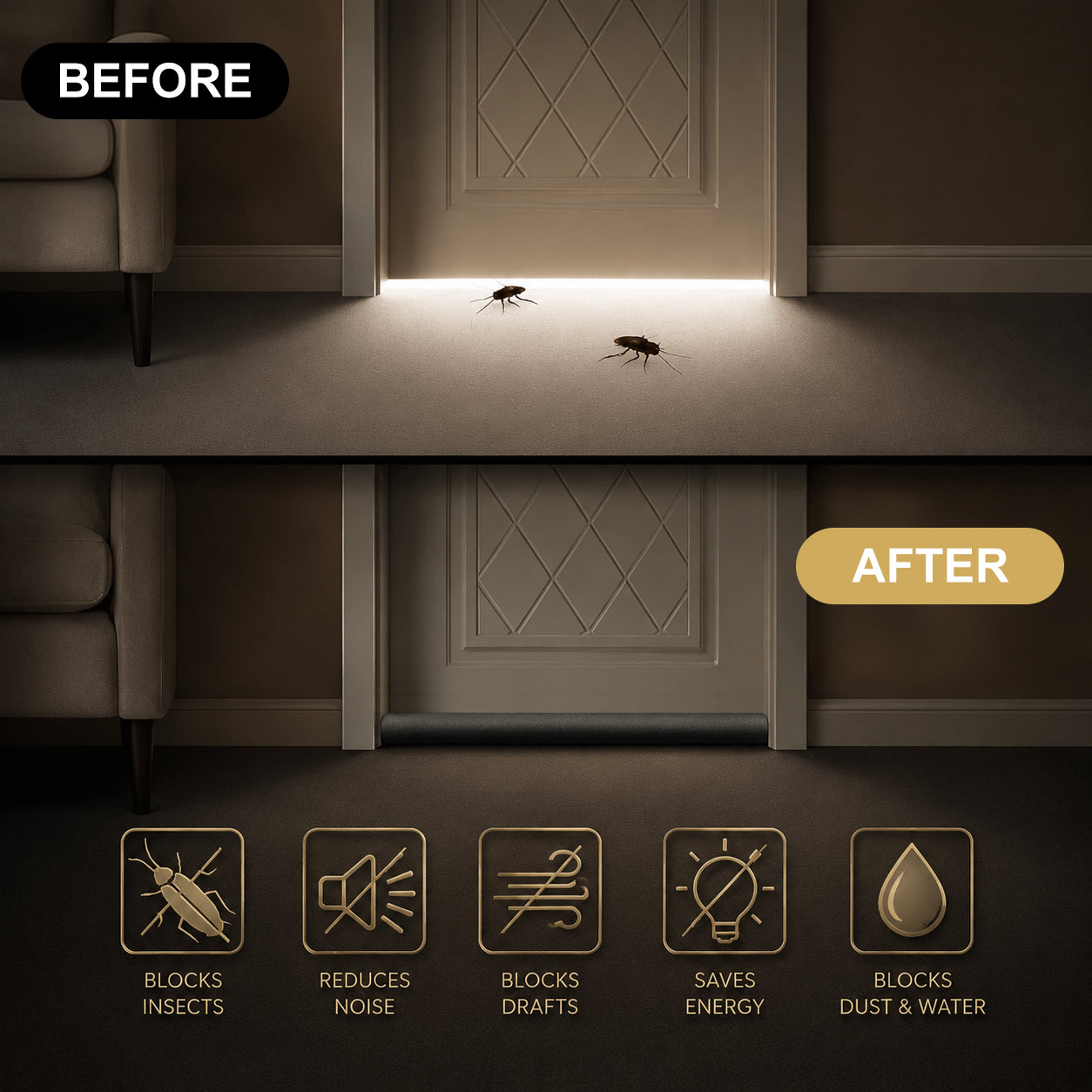 🧊 The Ultimate Summer Door Seal: Lock AC In, Keep Bugs & Noise Out (Slide-On)