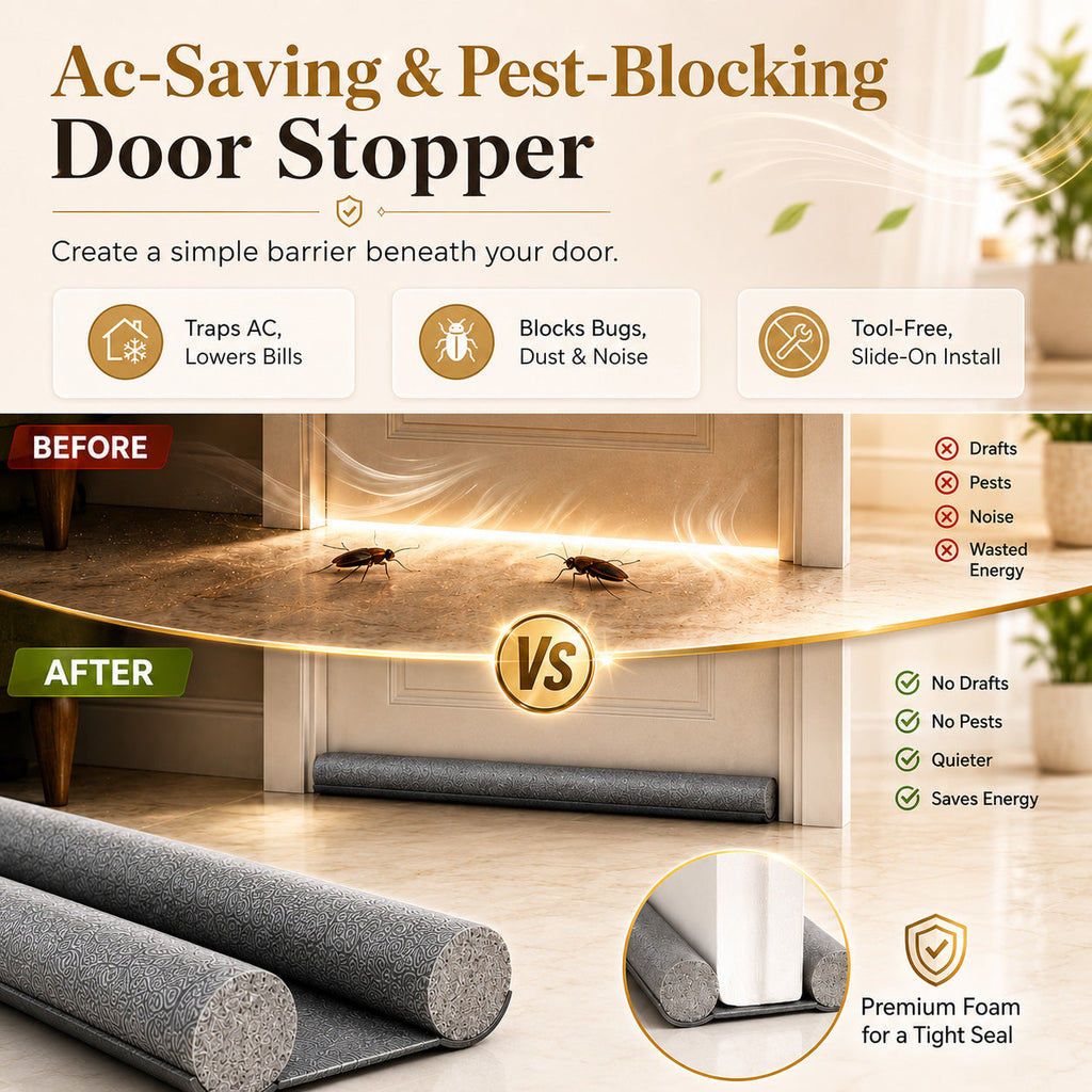 🧊 The Ultimate Summer Door Seal: Lock AC In, Keep Bugs & Noise Out (Slide-On)